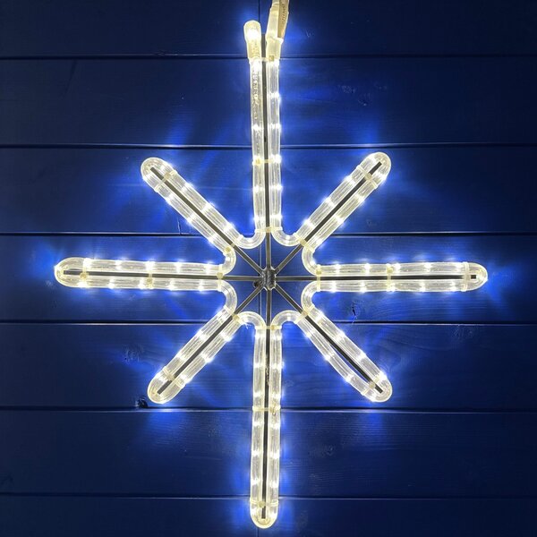 DECOLED Easy Fix 2D LED světelná hvězda Polaris I., 47 × 55 cm, teple bílá, závěsná, hliník