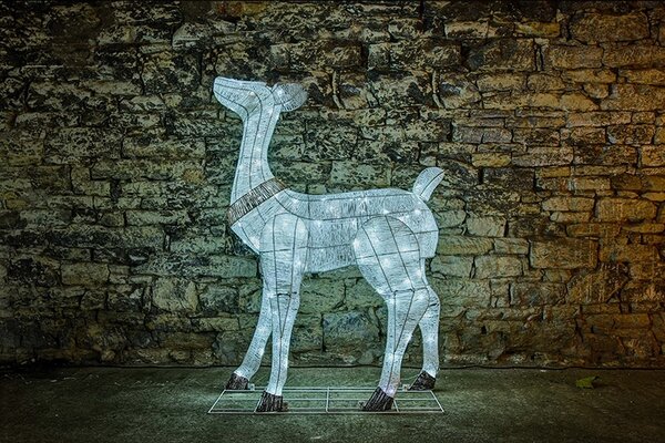 DECOLED 3D LED svítící laň, 150 cm, ledově bílá s Flash, 140 LED, IP44, venkovní