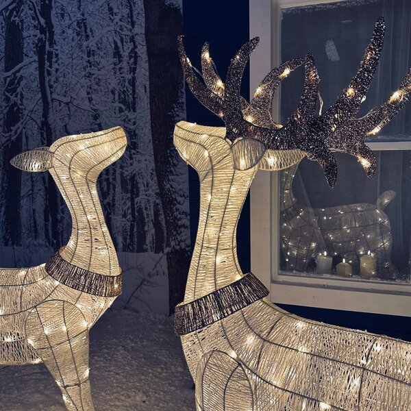 DECOLED 3D LED svítící laň, 150 cm, teple bílá, 140 LED, IP44 venkovní