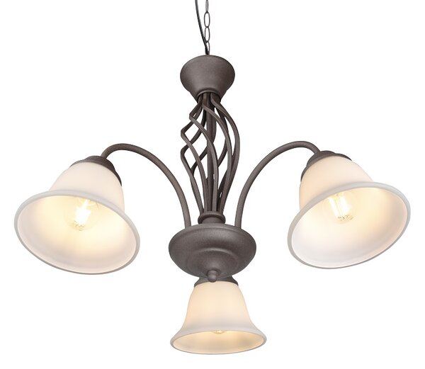 Trio Leuchten 101000324 RUSTICA - Závěsný rustikální lustr v hnědé barvě 3 x E14, Ø 55cm (Rustikální závěsný lustr)