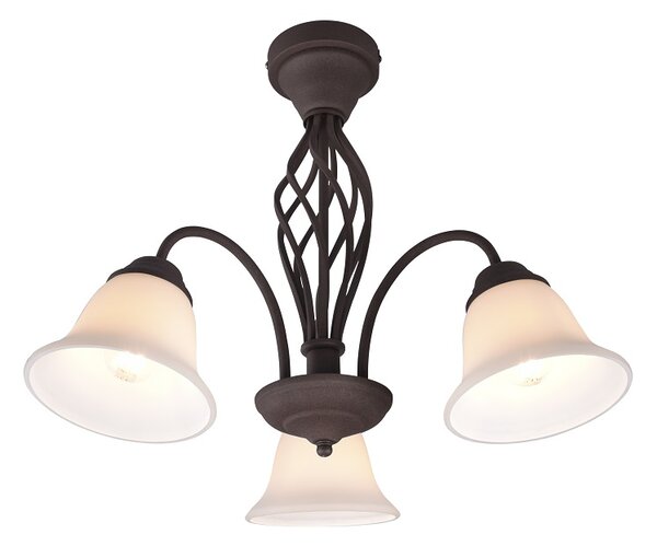 Trio Leuchten 601000324 RUSTICA - Stropní rustikální lustr v hnědé barvě 3 x E14, Ø 55cm (Rustikální stropní lustr)
