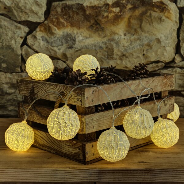 DECOLED LED světýlka na baterie, lampiony, 1,8 m, teple bílá, 10 diod, čirý kabel, IP20 interiér, 2 × AA