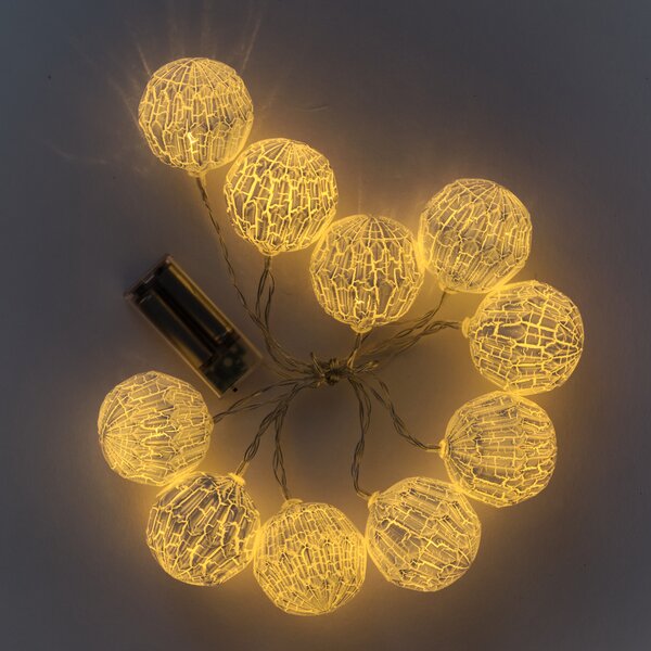 DECOLED LED světýlka na baterie, lampiony, 1,8 m, teple bílá, 10 diod, čirý kabel, IP20 interiér, 2 × AA