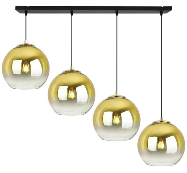 Závěsné svítidlo Bergen Gold, 4x zlaté/transparentní skleněné stínítko (fi 20cm)