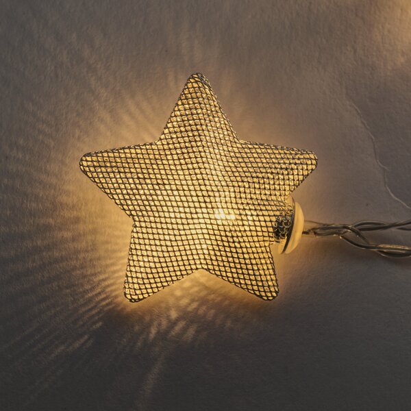 DECOLED LED světýlka na baterie, kovové hvězdičky, 1,8 m, 10 teple bílých diod, IP20 interiér, 2 × AA