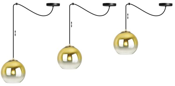 Závěsné svítidlo Bergen Gold Spider, 1x zlaté/transparentní skleněné stínítko (fi 20cm)