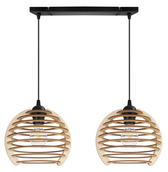 Závěsné svítidlo Timber, 2x dřevěné stínítko, n