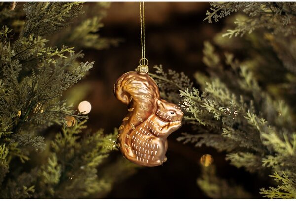 Skleněná ručně vyrobená vánoční ozdoba 4,5 cm Woodland Squirrel – Sass & Belle