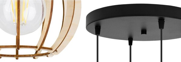 Závěsné svítidlo Timber 8, 4x dřevěné stínítko