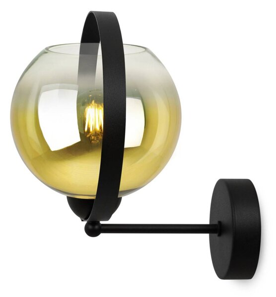 Nástěnné svítidlo Bergen Gold Ring, 1x zlaté/transparentní skleněné stínítko (fi 15cm)
