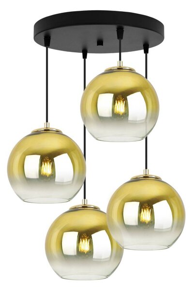 Závěsné svítidlo Bergen Gold, 4x zlaté/transparentní skleněné stínítko (fi 20cm), o