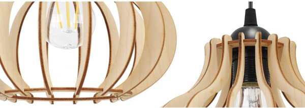 Závěsné svítidlo Timber Spider 3, 4x dřevěné stínítko