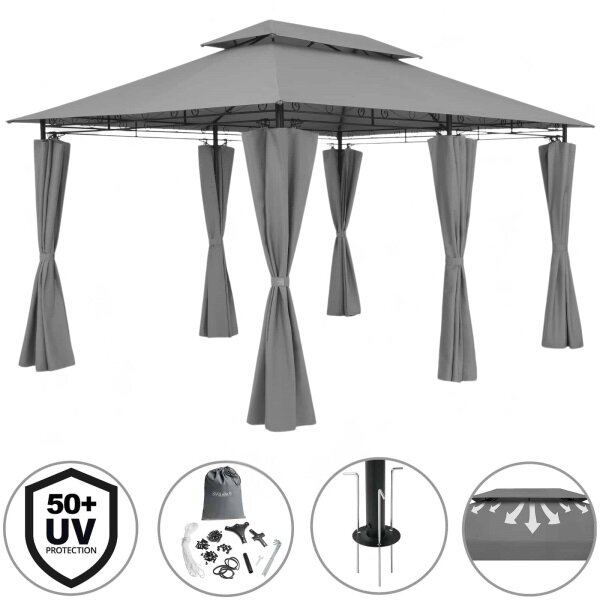 Zahradní altán pavilon TOPAS 4x3m - světle šedá