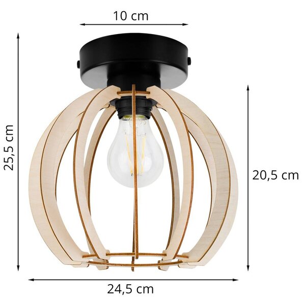 Stropní svítidlo Timber 9, 1x dřevěné stínítko, kb