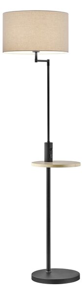 Trio Leuchten 400400132 CLAAS - Moderní stojací lampa s výstupem USB a poličkou, 160cm (Moderní lampa s šedým textilním stínidlem)