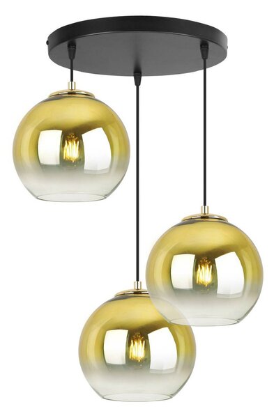 Závěsné svítidlo Bergen Gold, 3x zlaté/transparentní skleněné stínítko (fi 20cm)