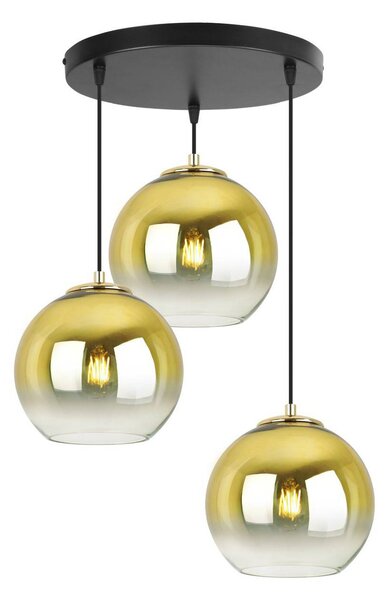 Závěsné svítidlo BERGEN GOLD, 3x zlaté/transparentní skleněné stínítko (fi 20cm), O