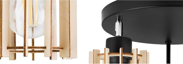 Stropní svítidlo Timber 7, 3x dřevěné stínítko, orp