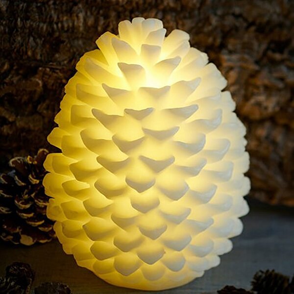 DECOLED LED svíčka, vosková, šiška, 14 x 18,5 cm, bílá
