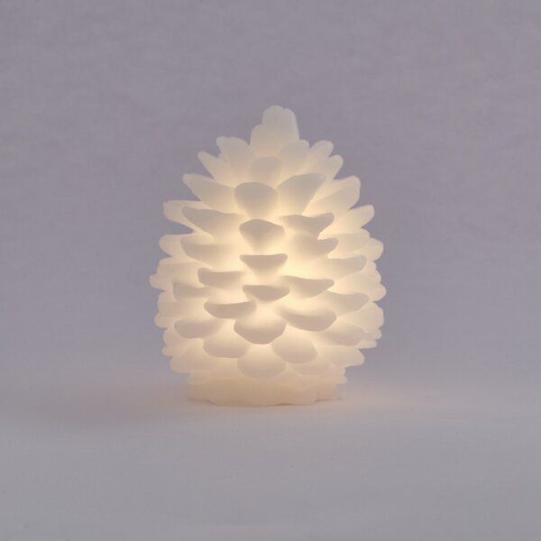 DECOLED LED svíčka, vosková, šiška, 14 x 18,5 cm, bílá