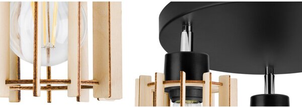 Stropní svítidlo Timber 7, 3x dřevěné stínítko, op