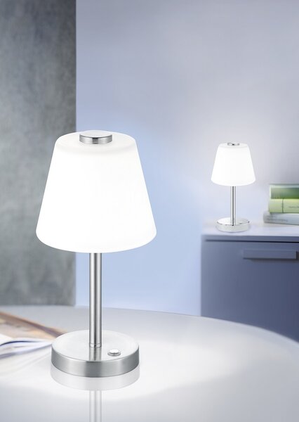 Trio Leuchten 525490107 EMERALD - Dotykem LED stmívatelná lampička k posteli, matný nikl, LED 4W, 3000K (Stolní lampička v matném niklu stmívatelná dotykem )