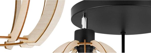 Stropní svítidlo Timber 9, 3x dřevěné stínítko, orp