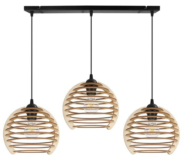 Závěsné svítidlo Timber, 3x dřevěné stínítko, n