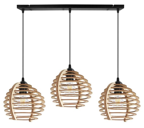 Závěsné svítidlo Timber, 3x dřevěné stínítko, n