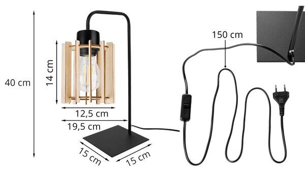 Stolní lampa Timber 7, 1x dřevěné stínítko