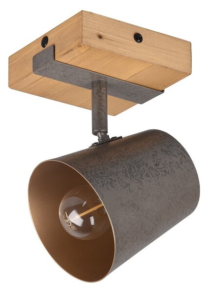 Trio Leuchten 801900167 BELL - Nástěnné svítidlo se dřevěnou monturou 1 x E14 (Retro nástěnné svítidlo se dřevěnou monturou a plechovým stínidlem, bez vypínače)
