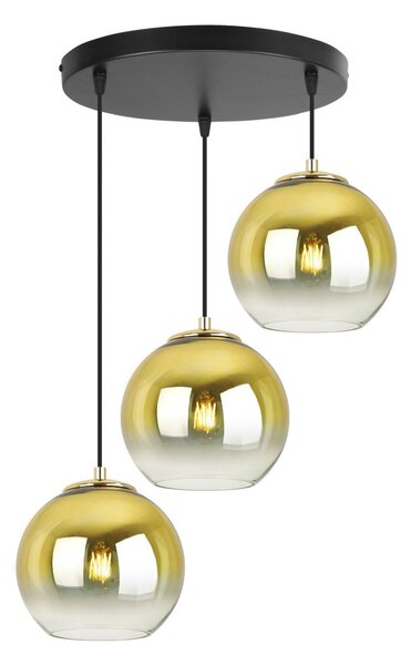 Závěsné svítidlo Bergen Gold, 3x zlaté/transparentní skleněné stínítko (fi 15cm), o