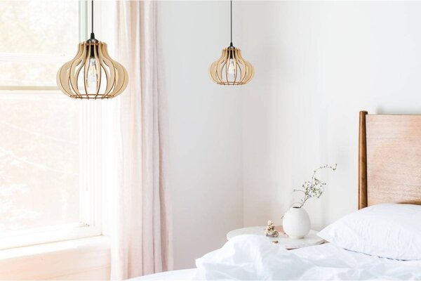 Závěsné svítidlo Timber 3, 1x dřevěné stínítko, m