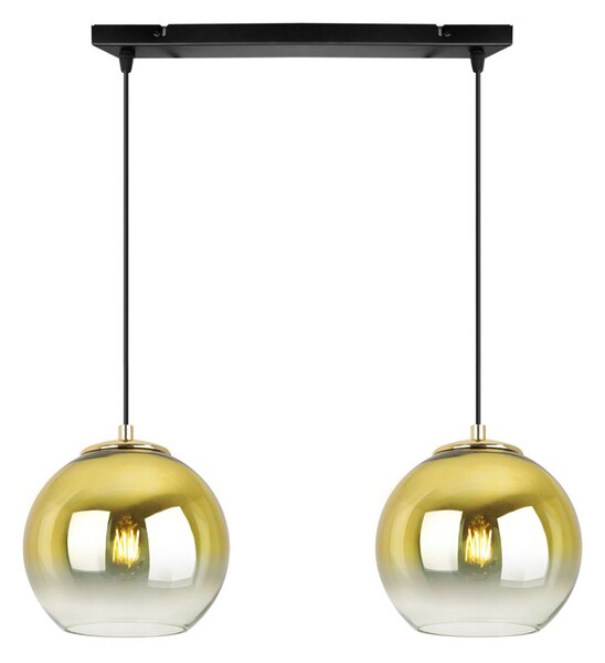Závěsné svítidlo Bergen Gold, 2x zlaté/transparentní skleněné stínítko (fi 15cm)