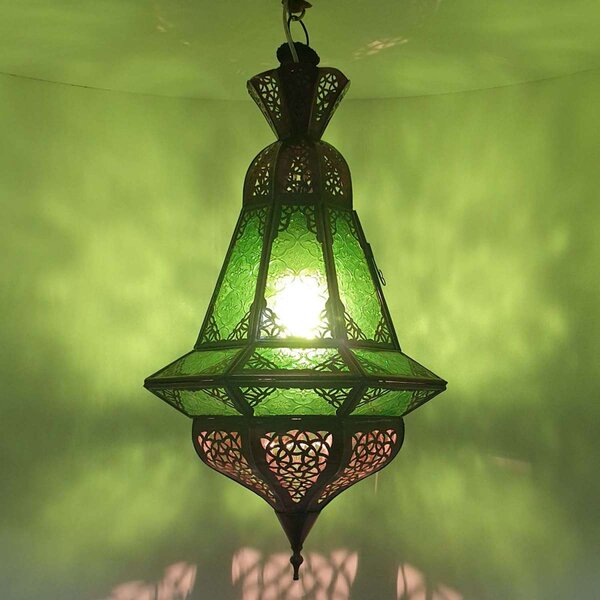 Marocká závěsná lampa Houta zelená