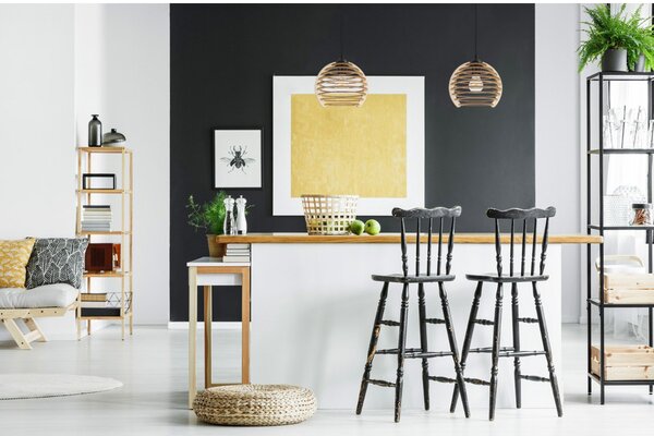 Závěsné svítidlo Timber, 1x dřevěné stínítko, n