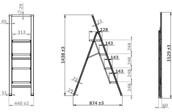 Skládací schůdky Wenko Ladder, výška 153 cm