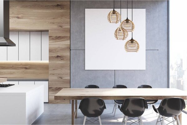 Závěsné svítidlo Timber, 4x dřevěné stínítko, o, n