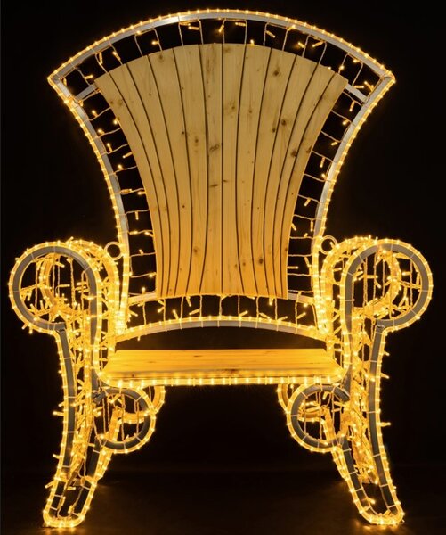 DECOLED 3D LED vánoční křeslo venkovní 120 × 160 × 50 cm, 850 teple bílých diod, dřevěný sedák, IP44, Eco Fix