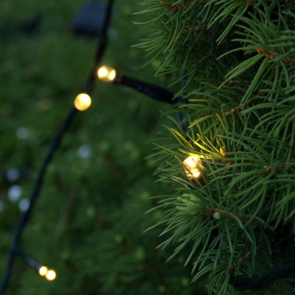 DECOLED LED světýlka na baterie, venkovní, 5,2 m, teple bílá, 50 diod, tmavě zelený kabel, IP44, ovladač, 4 × AA