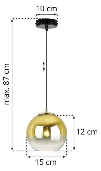 Závěsné svítidlo Bergen Gold, 1x zlaté/transparentní skleněné stínítko (fi 15cm)