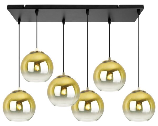 Závěsné svítidlo Bergen Gold, 6x zlaté/transparentní skleněné stínítko (fi 15cm)