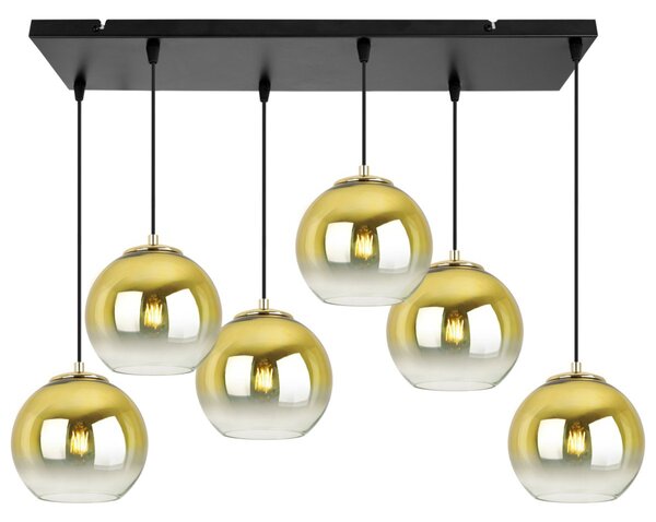 Závěsné svítidlo Bergen Gold, 6x zlaté/transparentní skleněné stínítko (fi 15cm)