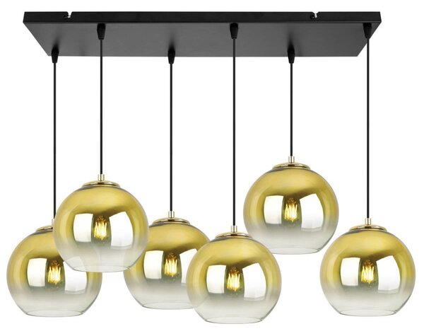 Závěsné svítidlo Bergen Gold, 6x zlaté/transparentní skleněné stínítko (fi 20cm)