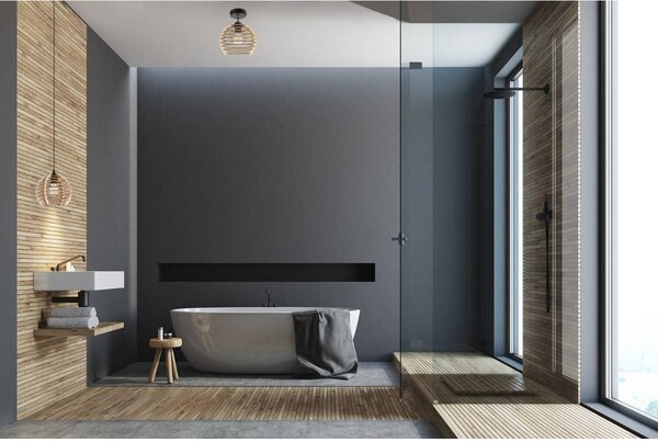 Bodové svítidlo Timber, 1x dřevěné stínítko, n