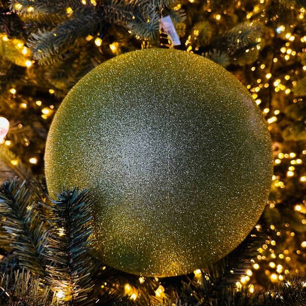 DECOLED Velká vánoční ozdoba 20 cm plastová koule jablkově zelená glitter