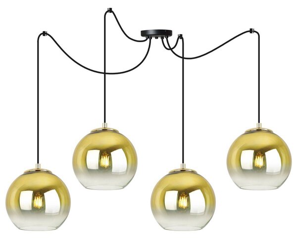 Závěsné svítidlo Bergen Gold Spider, 4x zlaté/transparentní skleněné stínítko (fi 15cm)