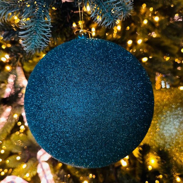DECOLED Velká vánoční ozdoba 30 cm plastová koule paví zelená glitter