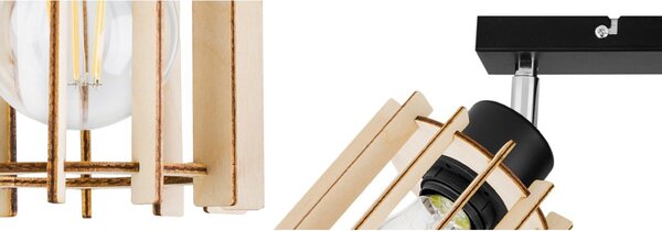 Bodové svítidlo Timber 7, 2x dřevěné stínítko