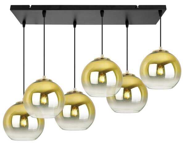 Závěsné svítidlo Bergen Gold, 6x zlaté/transparentní skleněné stínítko (fi 20cm)